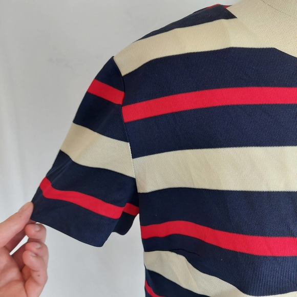 Vintage 1960s R&K Originals Red Blue Striped Knit Boucle Jacket - Picture 4 of 8